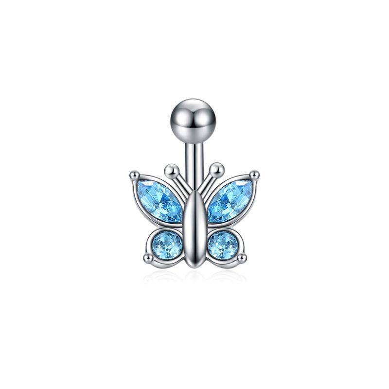 Sterling Silver Cubic Zirconia Butterfly Belly Button Ring-9