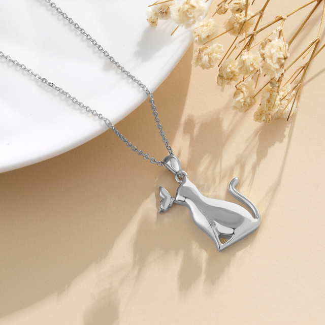 Collier en argent sterling avec pendentif papillon et chat-4