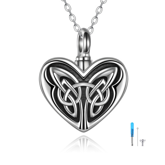 Collana in argento sterling con urna a forma di cuore con nodo celtico e farfalla per ceneri