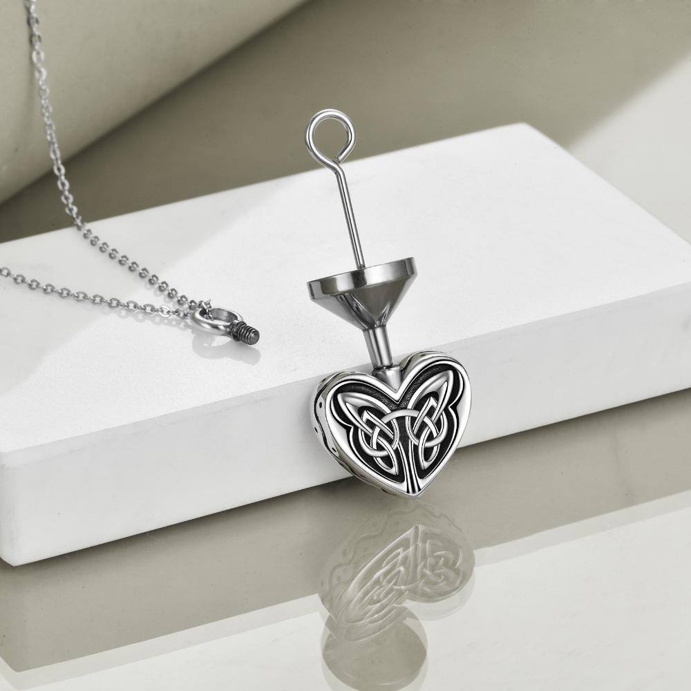 Sterling Zilver Vlinder & Keltische Knoop Hart Urn Ketting Voor As Voor Vrouwen-4