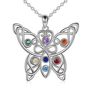 Sterling Silver Butterfly Celtic Knot Chakras Necklace for Women-53