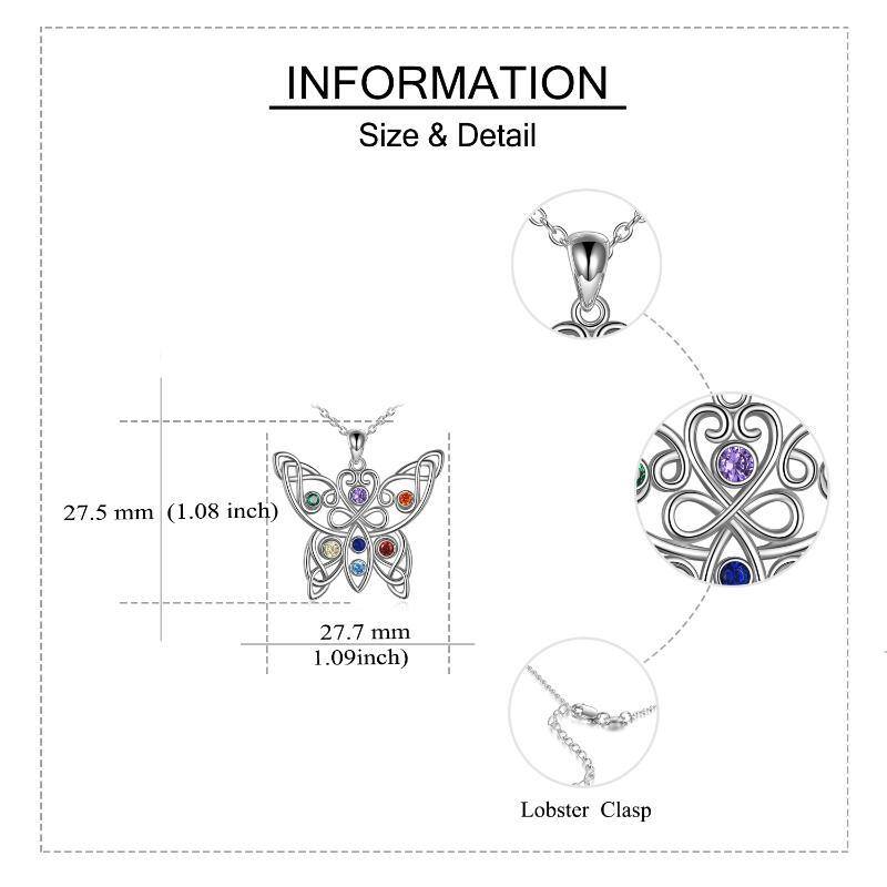 Sterling Silver Butterfly Celtic Knot Chakras Necklace for Women-5