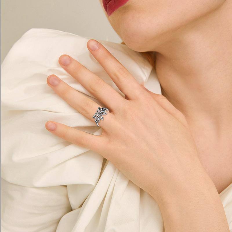 Anello con nodo celtico a farfalla in argento sterling-2