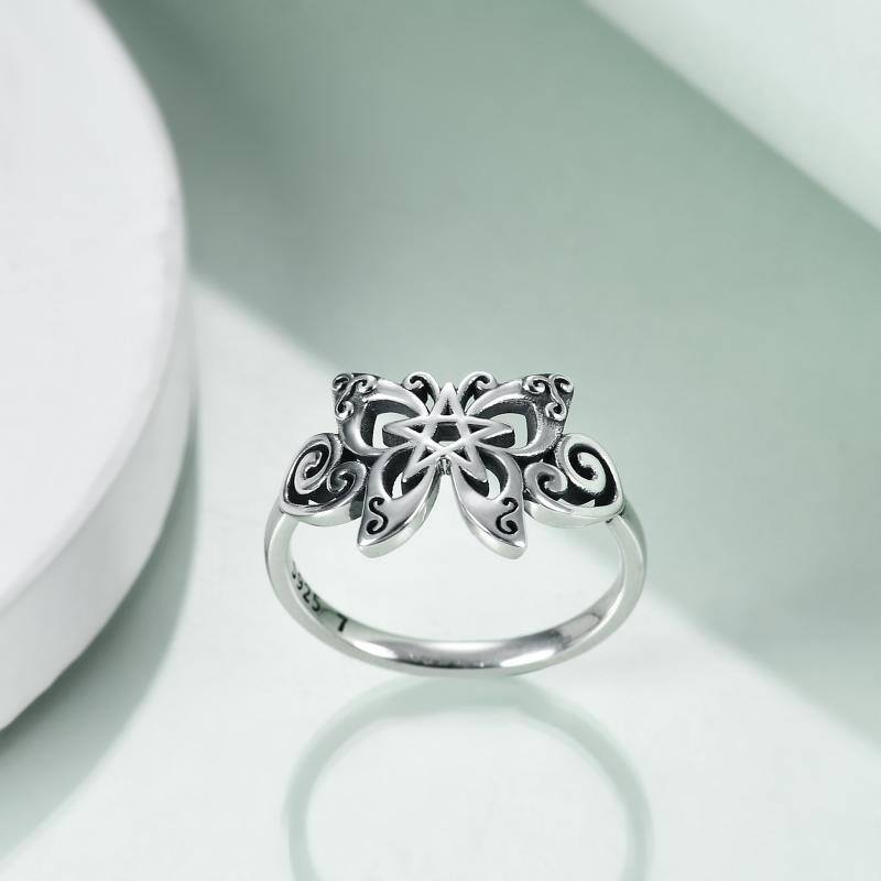 Anello con nodo celtico a farfalla in argento sterling-3