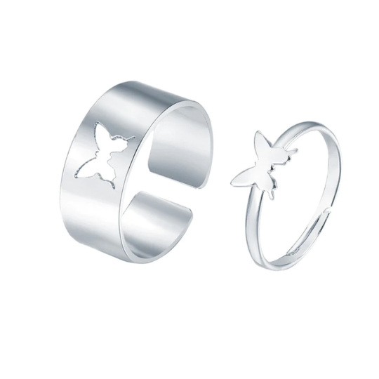 Anelli di coppia a farfalla in argento sterling