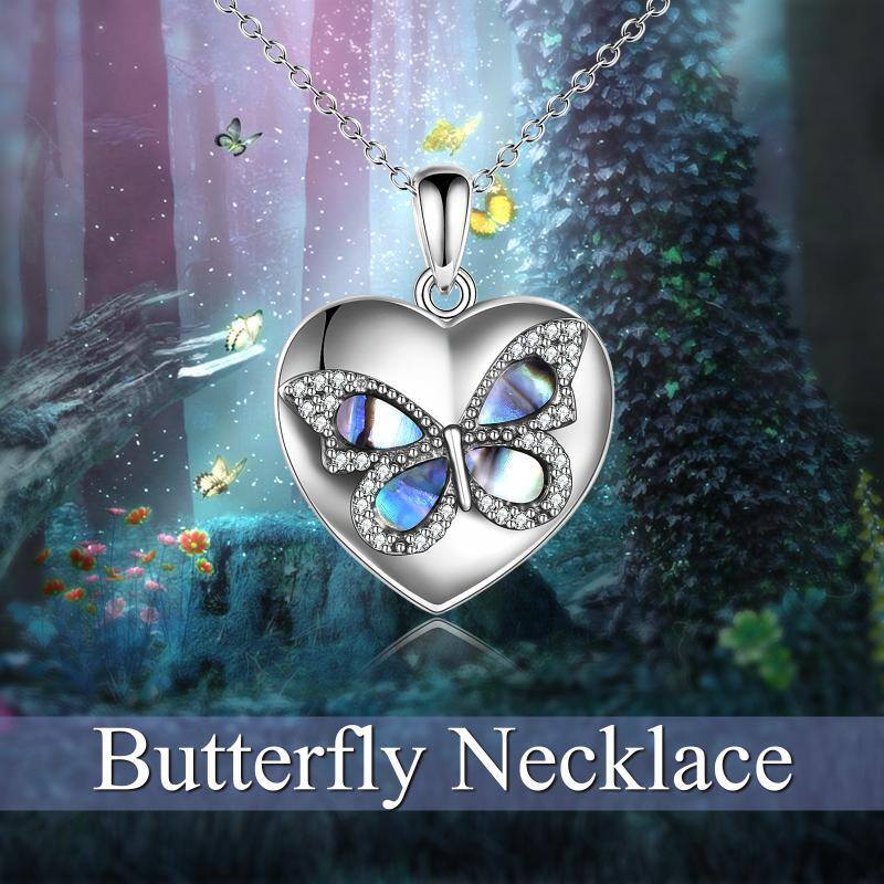 Sterling Silver Butterfly Heart Personalized Engraved Photo Locket Necklace for Women Men-6