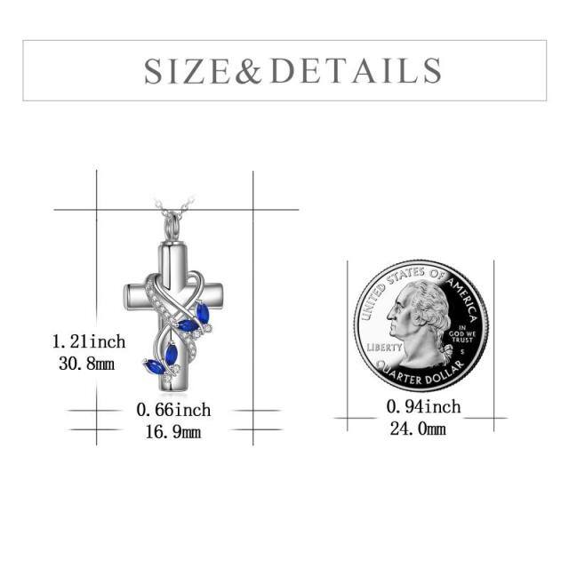 Sterling Silver Cubic Zirconia Butterfly & Cross Urn Necklace for Ashes with Engraved Word-5