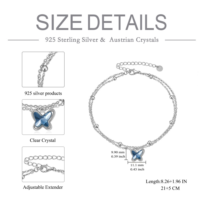 خلخال متعدد الطبقات من الفضة الإسترلينية مزين بأحجار الكريستال على شكل فراشة للنساء-5