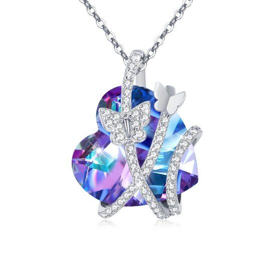 Sterling Silver Butterfly Crystal Pendant Necklace