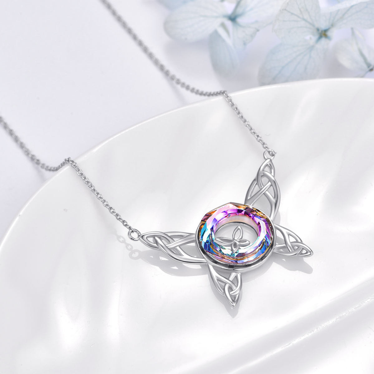 Collana con pendente in cristallo a farfalla in argento sterling-3