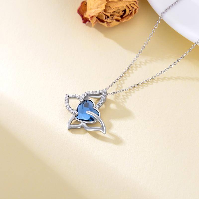 قلادة من الفضة الإسترلينية على شكل فراشة من الكريستال-4