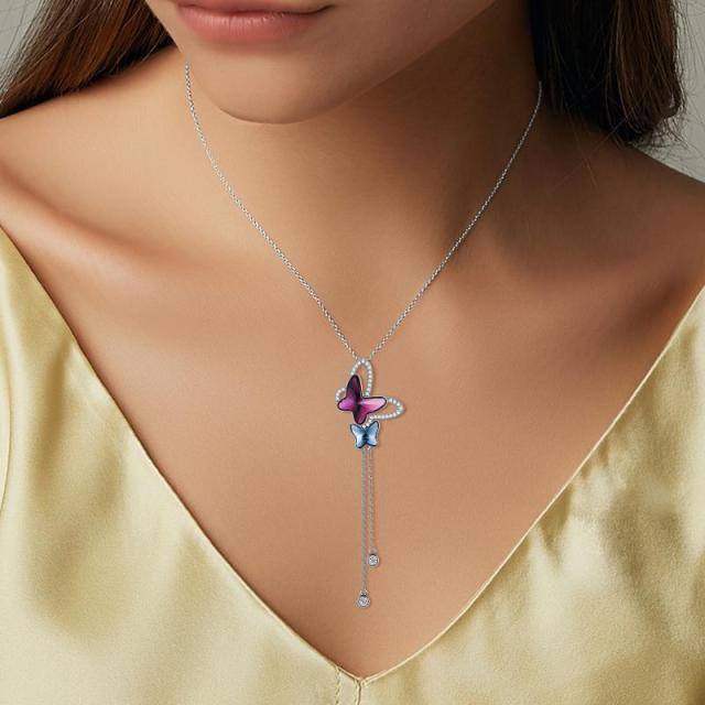 Collier en argent sterling avec pendentif papillon en cristal-2