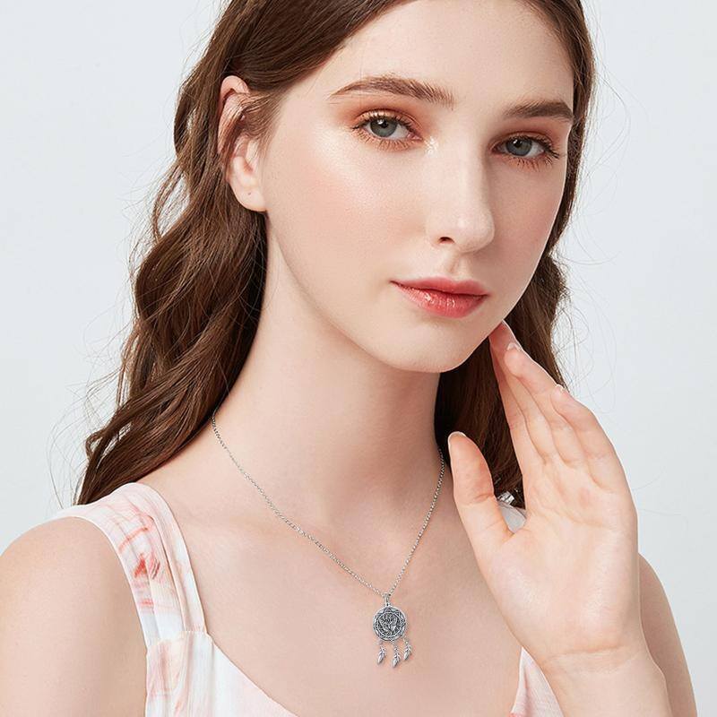 Sterling Silver Butterfly & Dream Catcher Urn Necklace for Ashes-2