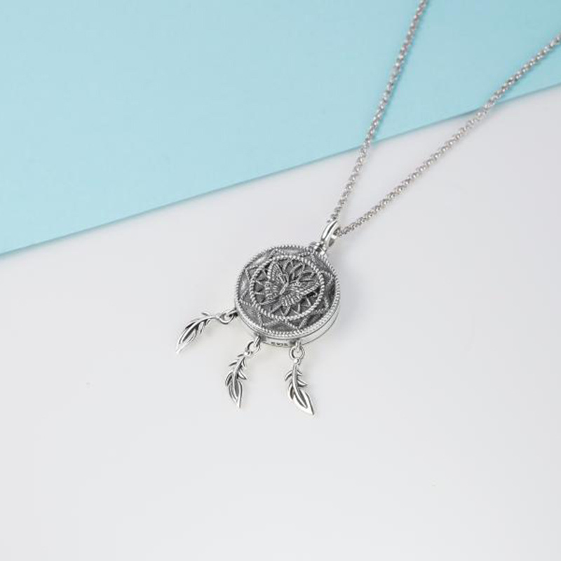 Sterling Silver Butterfly & Dream Catcher Urn Necklace for Ashes-4