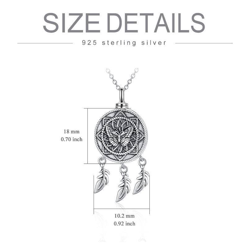 Sterling Silver Butterfly & Dream Catcher Urn Necklace for Ashes-6