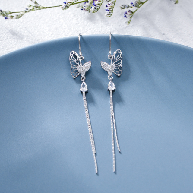 Boucles d'oreilles papillon en argent sterling avec zircon cubique-3