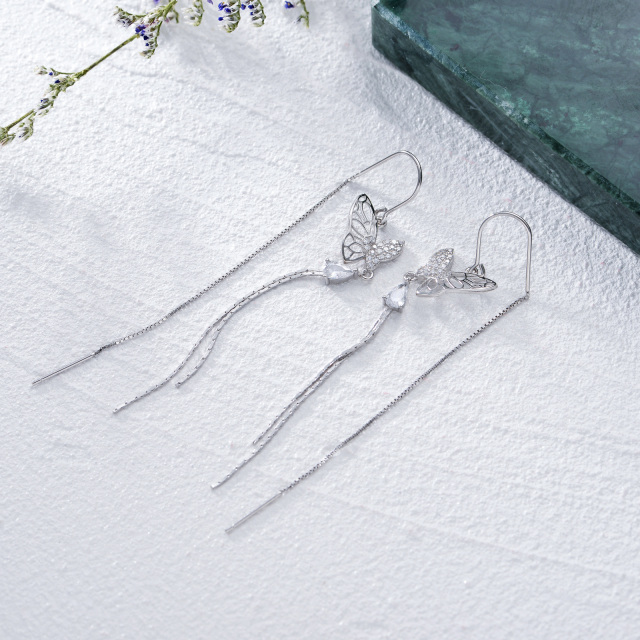 Boucles d'oreilles papillon en argent sterling avec zircon cubique-4