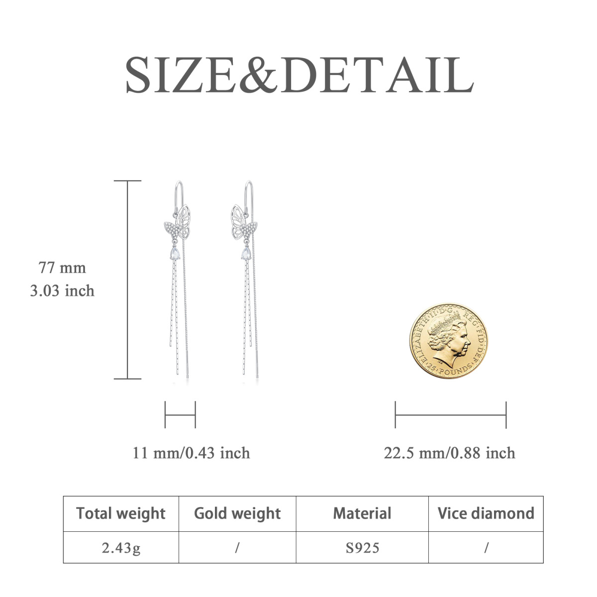 Sterling zilveren oorbellen met zirkonia vlinder-5