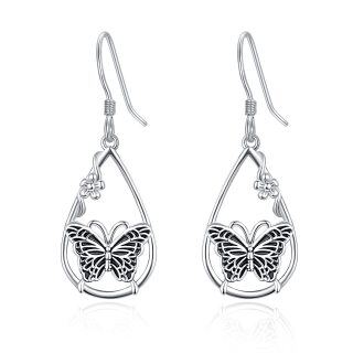 Sterling Silver Butterfly Drop Earrings for Women-2