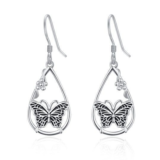 Boucles d'oreilles pendantes en argent sterling avec papillon pour femme