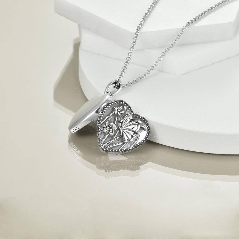 Sterling Silver Butterfly & Heart Personalized Photo Locket Necklace-3