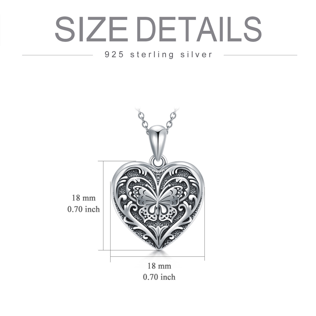 Sterling Silver Butterfly Heart Personalized Photo Locket Necklace-6