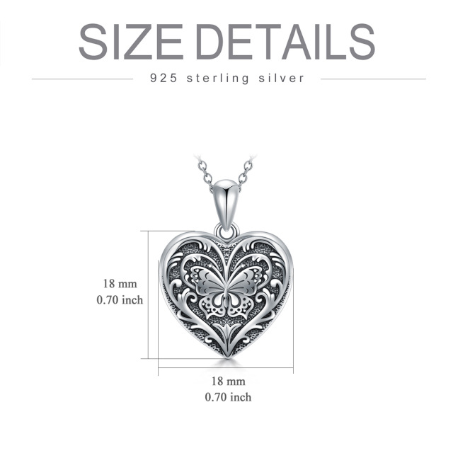 Collier en argent sterling avec pendentif photo personnalisé en forme de coeur de papillon-6