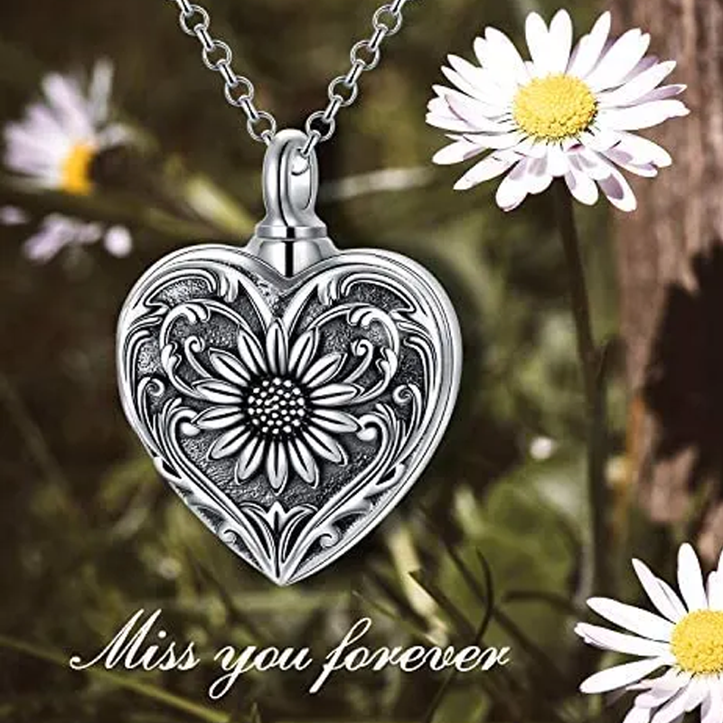 Sterling Silver Butterfly & Heart Urn Necklace for Ashes for women-6