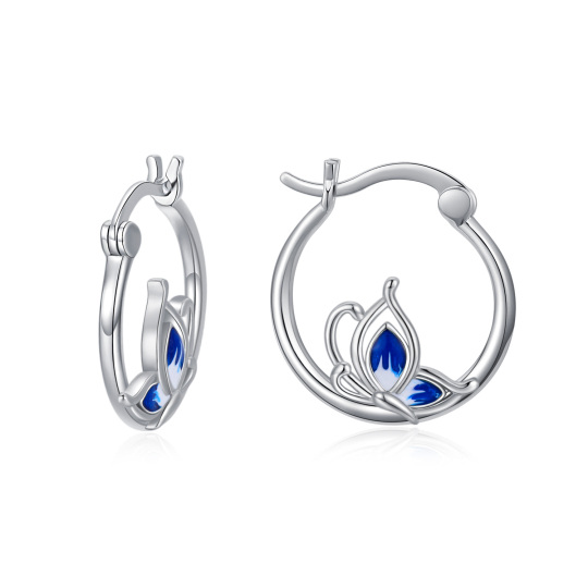 Orecchini a cerchio con farfalla in argento sterling