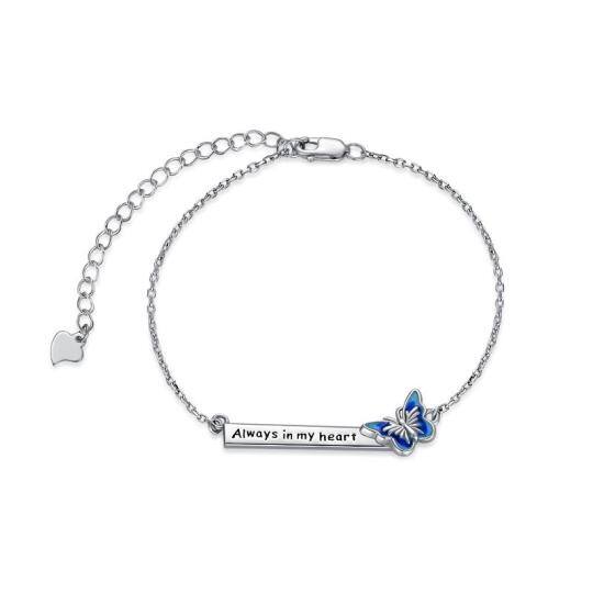 Pulsera de identificación de mariposa de plata de ley