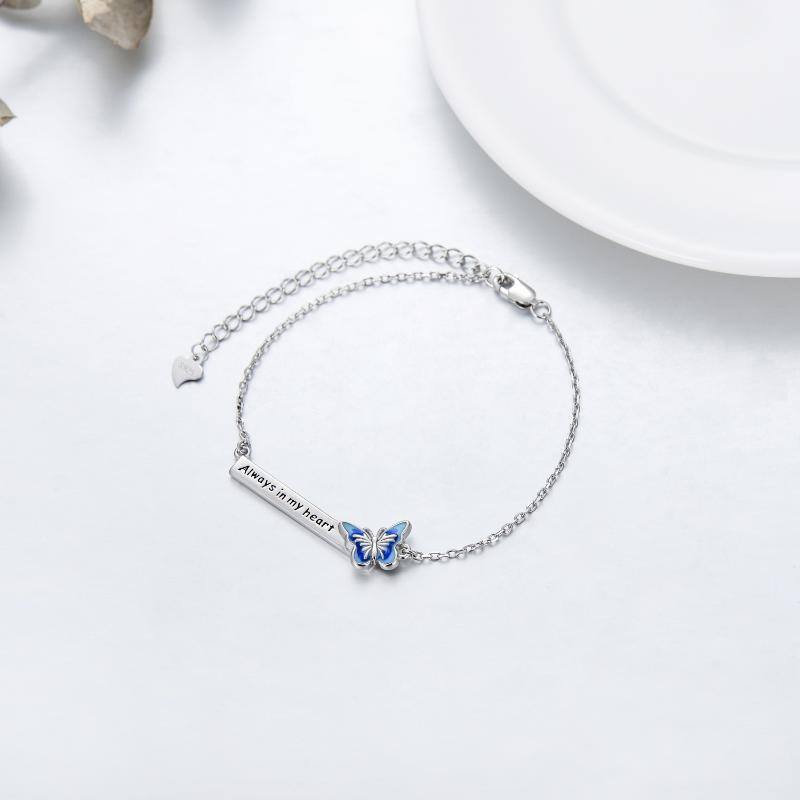 Bracelet d'identification papillon en argent sterling-3