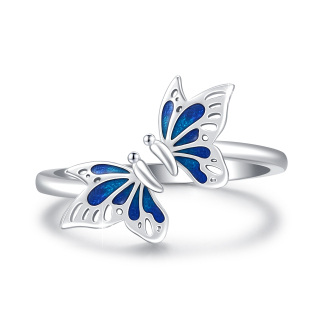 Sterling Silver Butterfly Open Ring-37