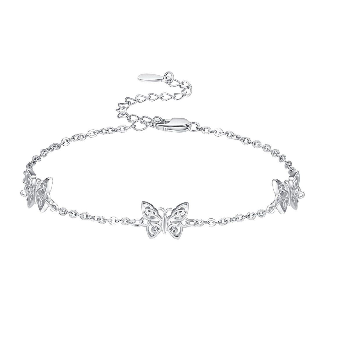 Pulsera con colgante de mariposa de plata de ley-1