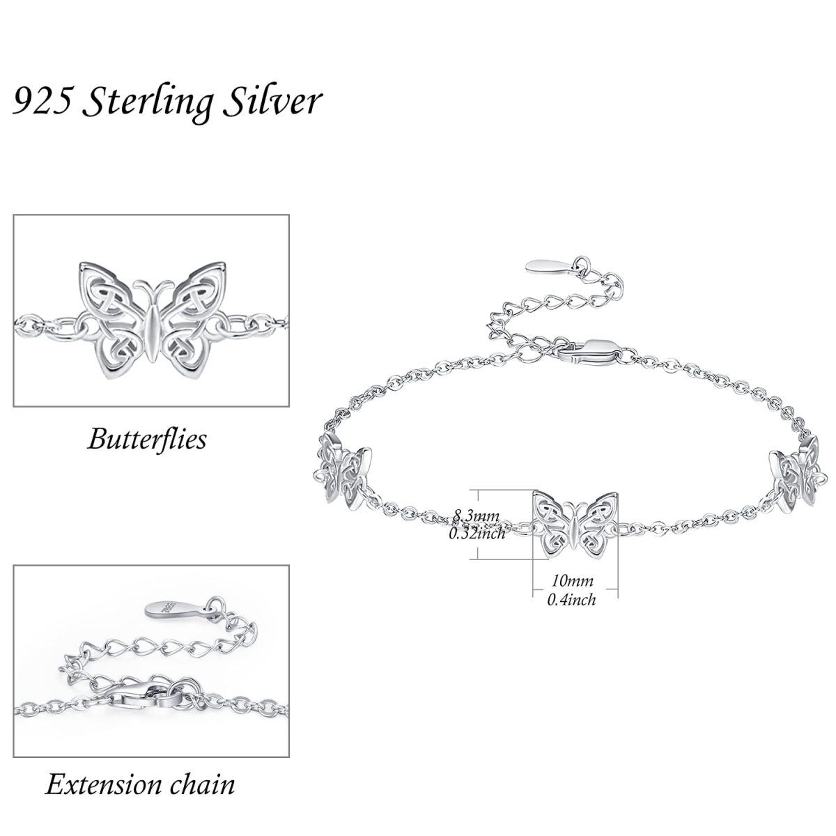 Bracciale con ciondolo a farfalla in argento sterling-6