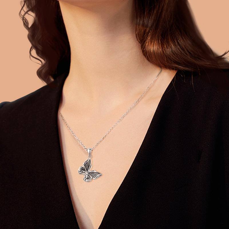 Sterling Silver Butterfly Pendant Necklace-3