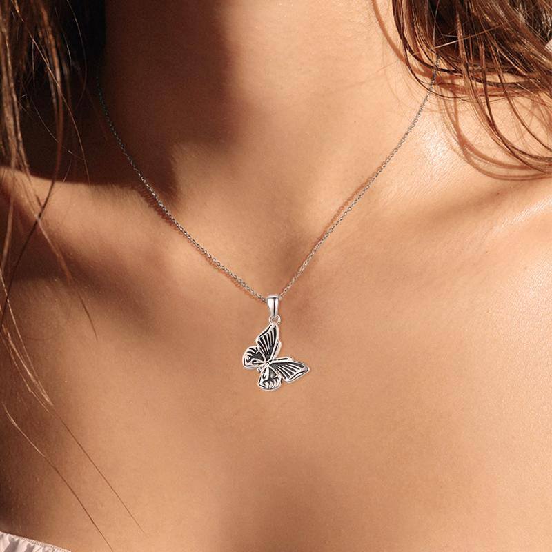 Sterling Silver Butterfly Pendant Necklace-6