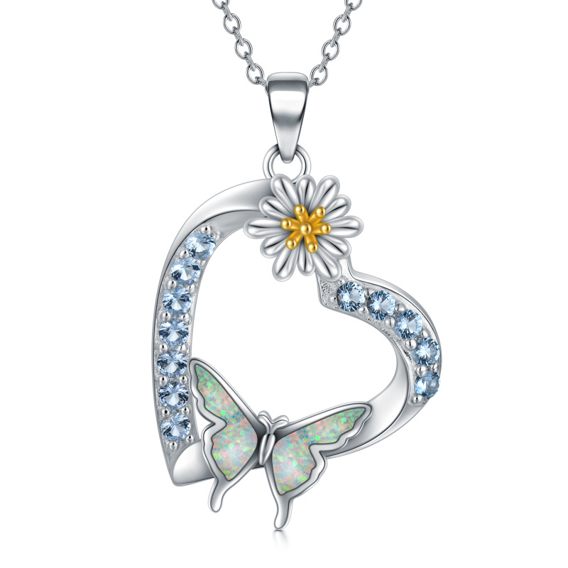 Sterling Silver Cubic Zirconia Butterfly Pendant Necklace-12