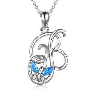 Sterling Silver Cubic Zirconia Butterfly Pendant Necklace-33