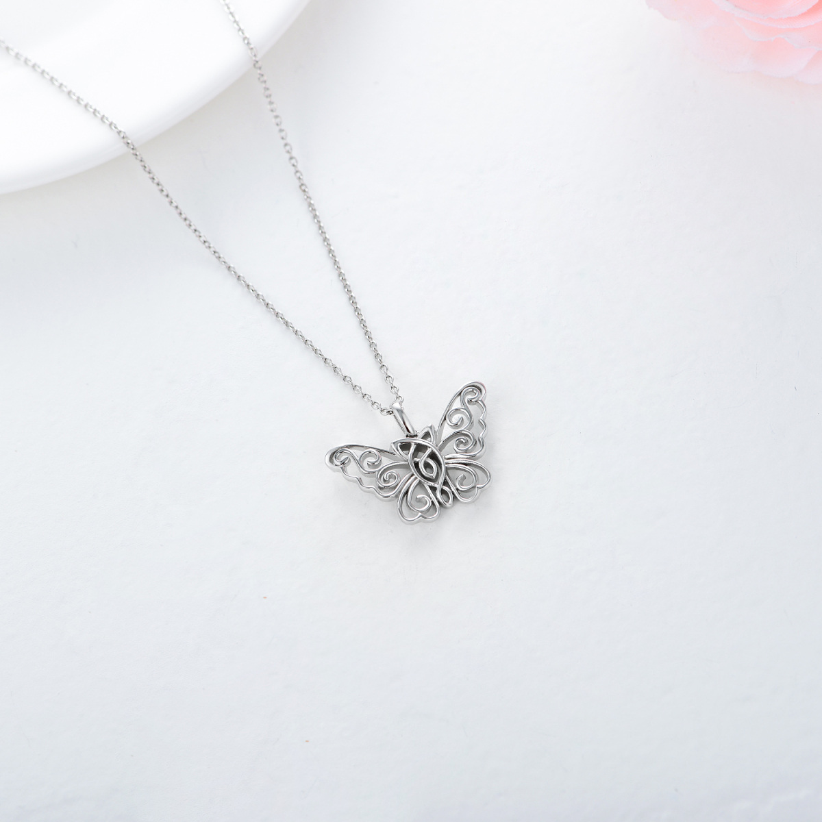 Collier en argent sterling avec pendentif papillon-4