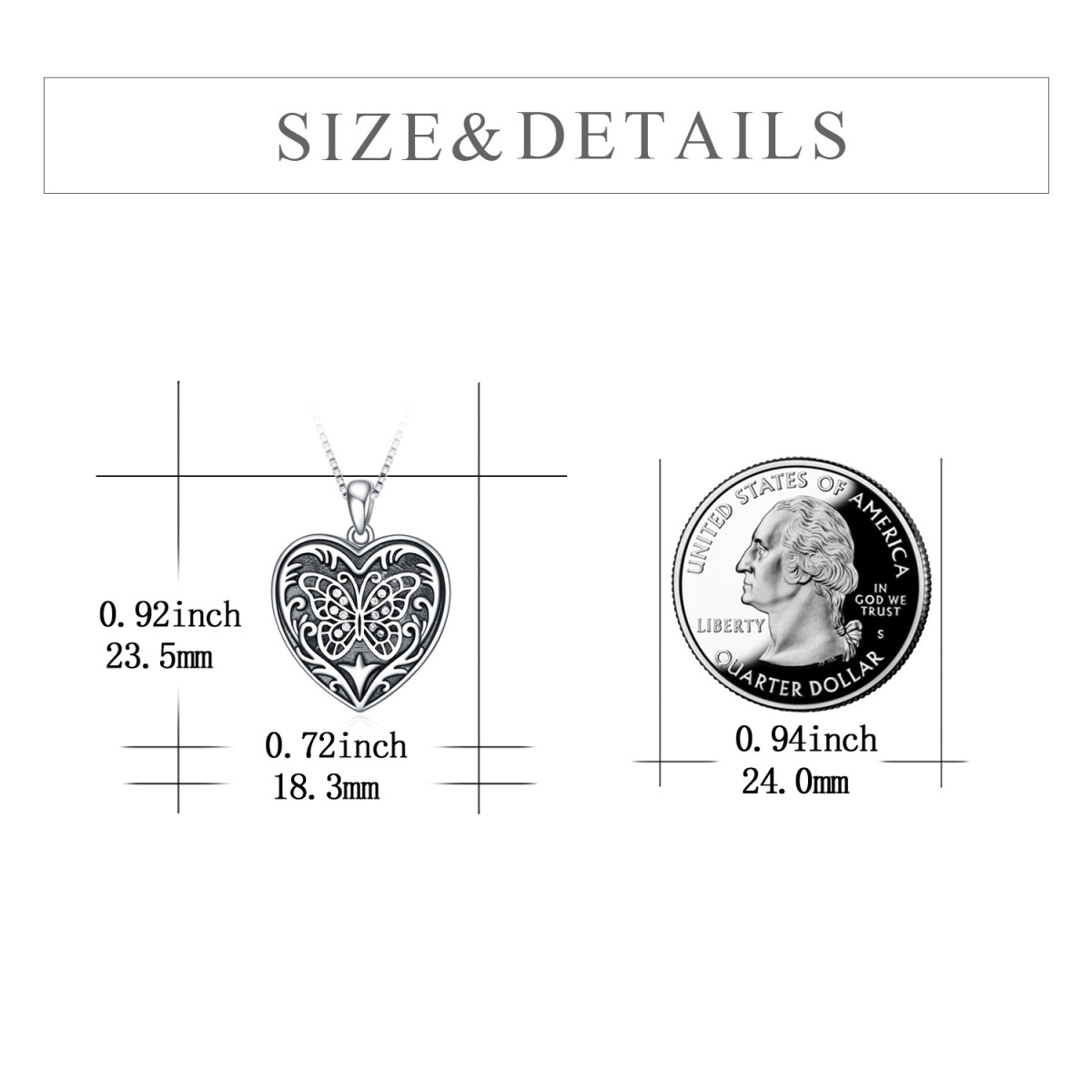 Sterling Silver Cubic Zirconia Butterfly & Personalized Photo Locket Necklace For Women-5