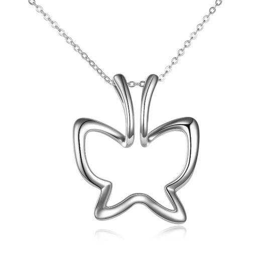 Collier en argent sterling avec pendentif papillon et porte-bagues