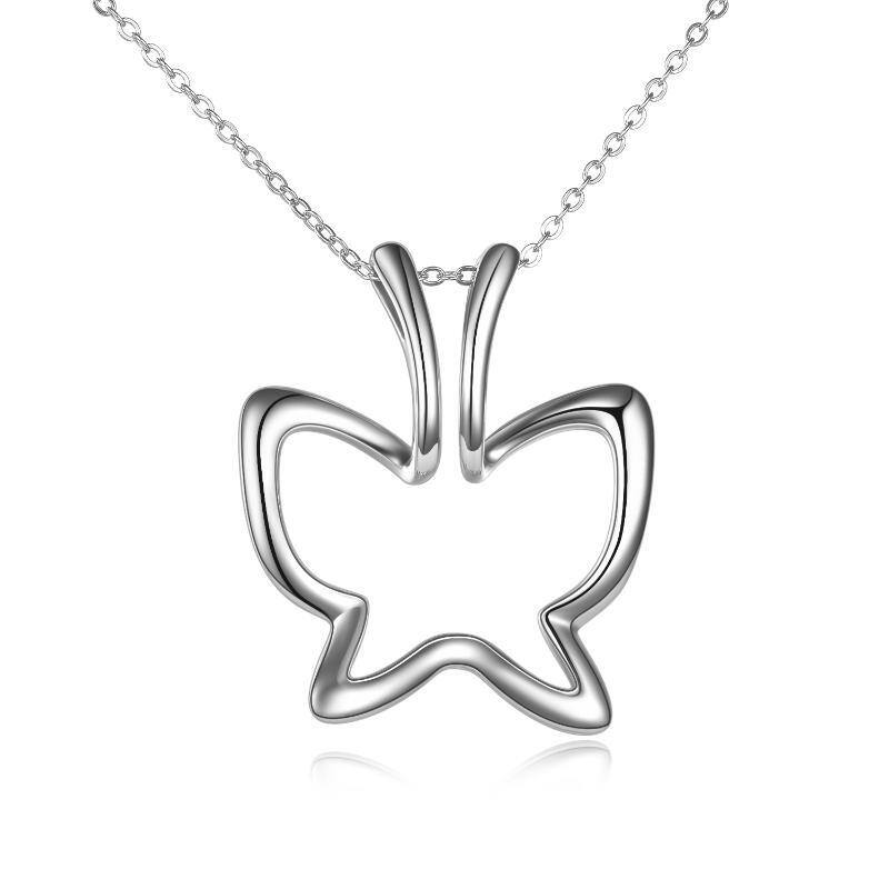 Sterling Silver Butterfly & Ring Holder Pendant Necklace-17