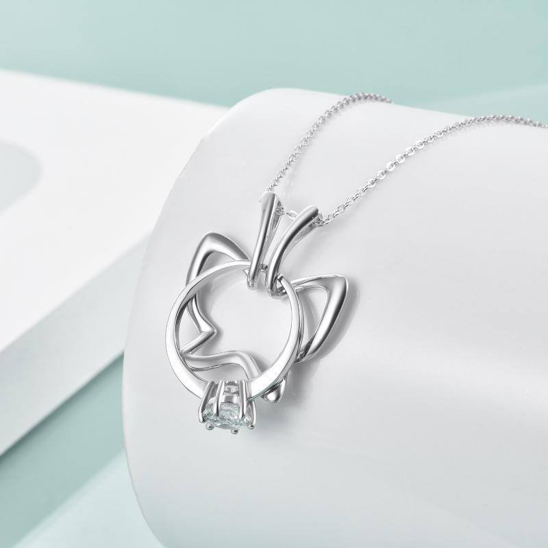 Sterling Silver Butterfly & Ring Holder Pendant Necklace-3