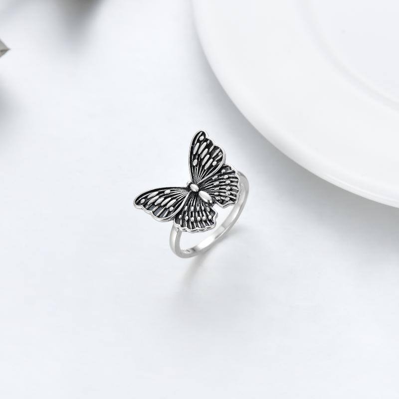 Bague papillon en argent sterling-4