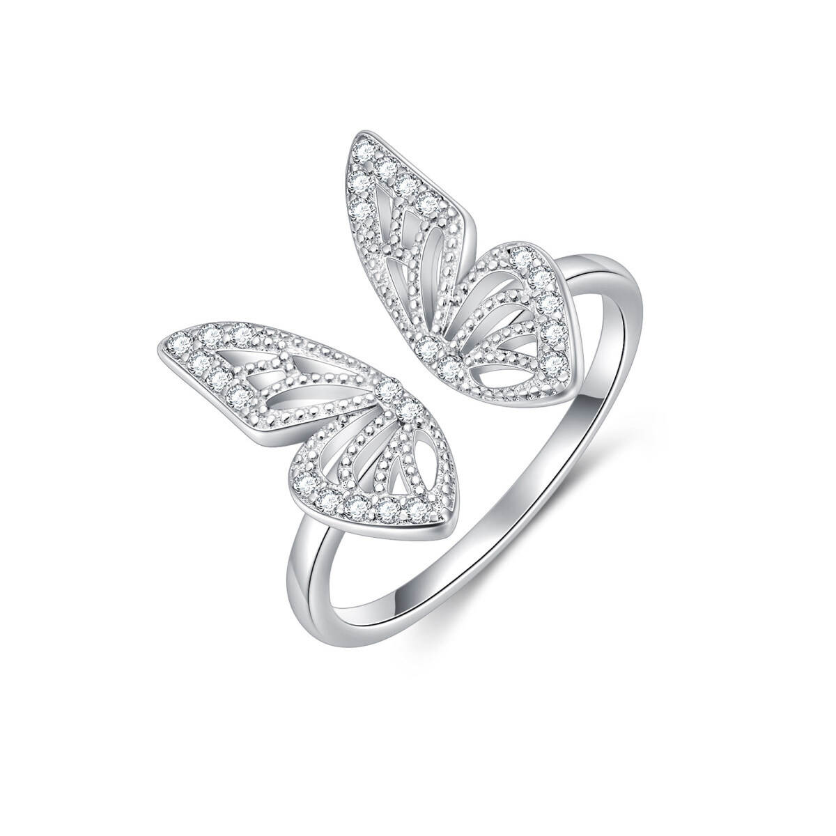 Anillo de mariposa de plata de ley con circonita cúbica-1