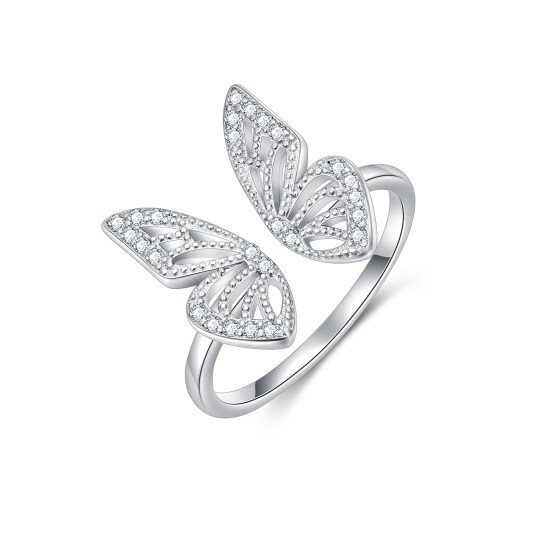 Sterling Silber Cubic Zirkonia Schmetterling Ring