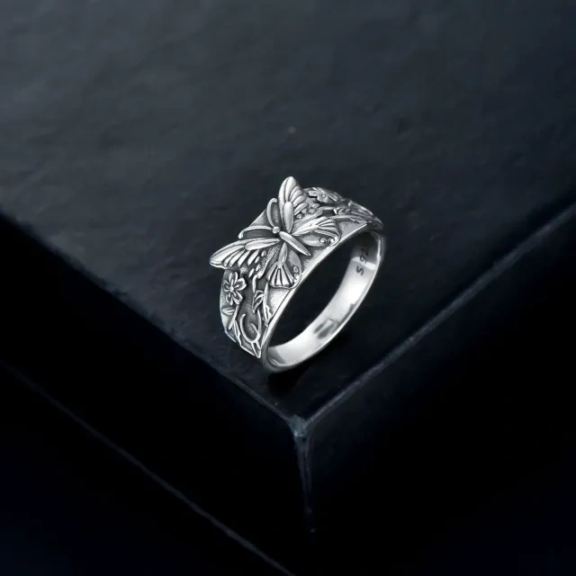 Bague papillon en argent sterling-4