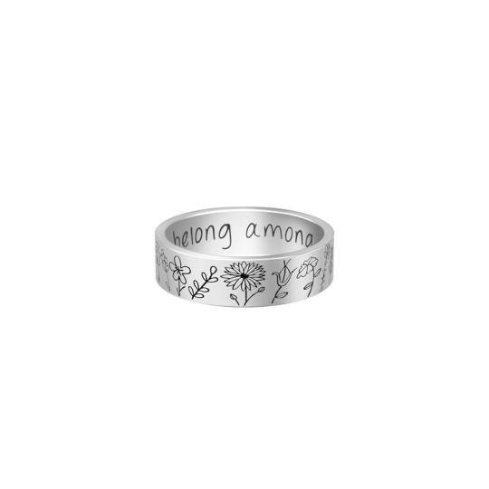 Bague en argent sterling avec fleurs sauvages