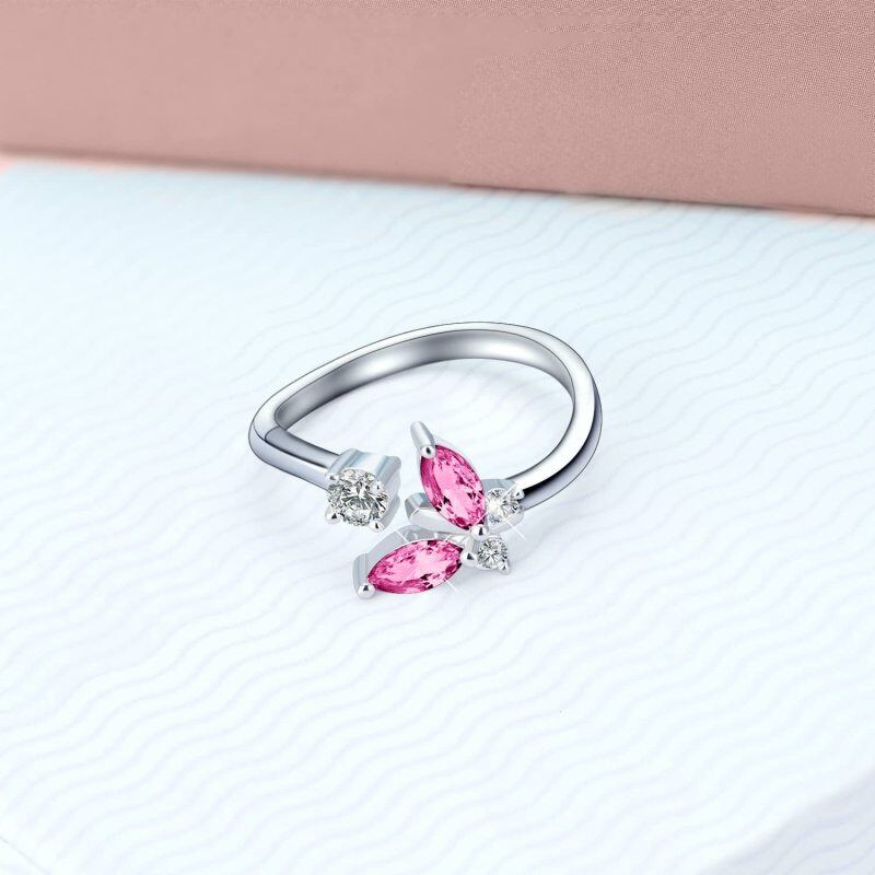 Sterling Zilveren Kristallen Vlinder Ring-3