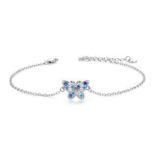 Sterling Silver Cubic Zirconia Butterfly Single Layer Anklet-58